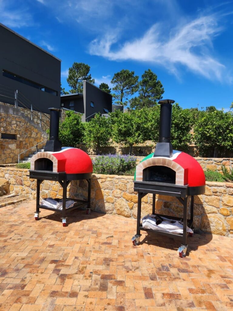 Eco Pizza Ovens portable wood-fired pizza oven on a wheeled steel stand